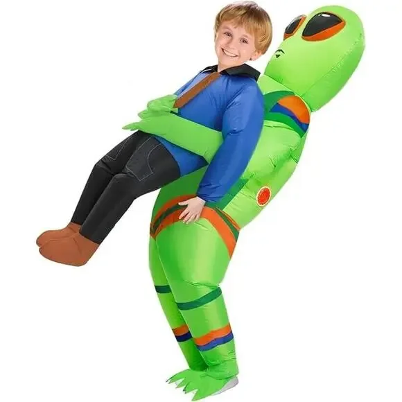 Kids Teens Inflatable Alien Costume Blow Up Pick Me Up Suit Halloween 4.6'-5.3' - Picture 1 of 8